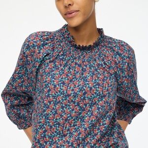 J. Crew Factory Floral Blouse - Blue and Red